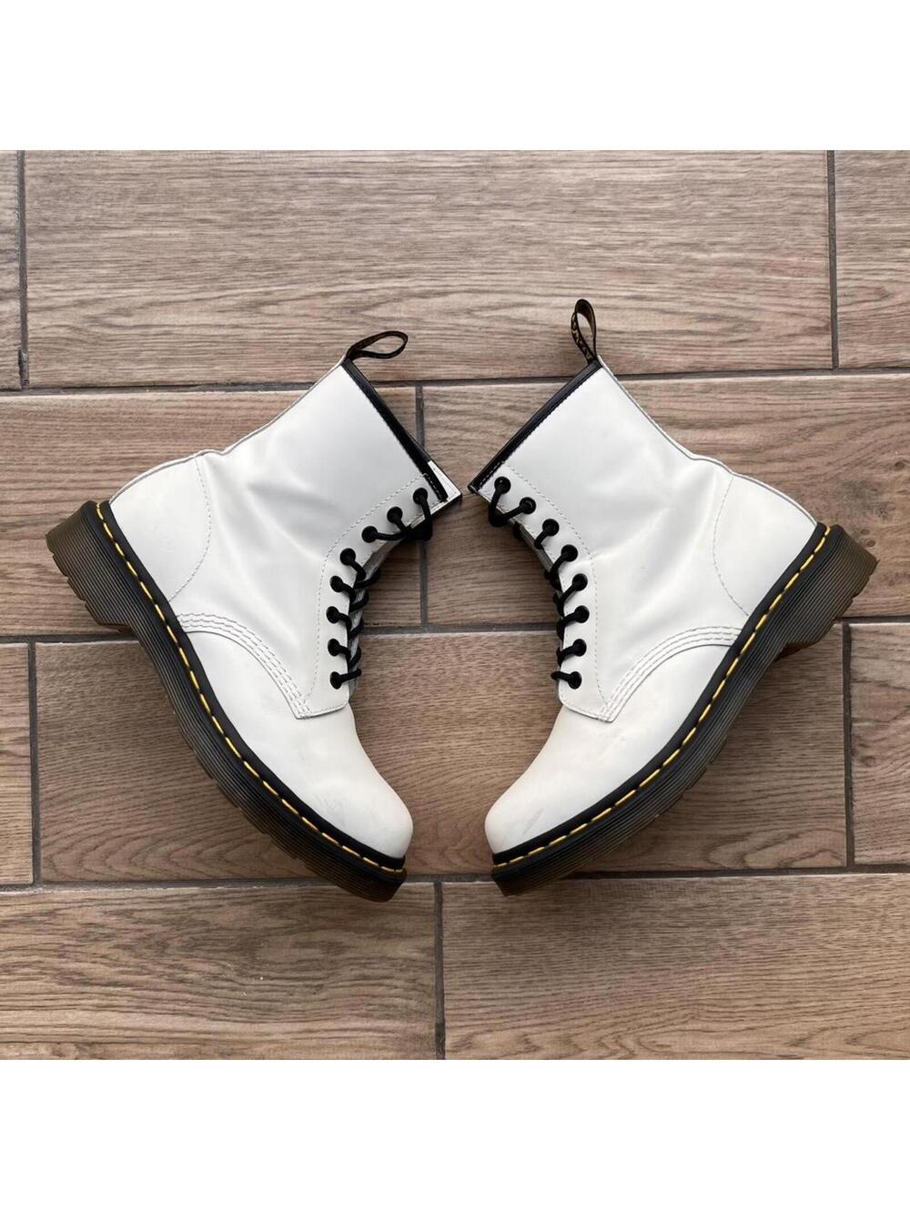Y2K White Dr. Martens Grunge Leather Gothic Boots